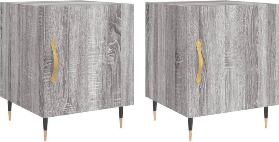 VidaXL Nachtkastjes Grijs Sonoma Eiken Set van 2 Nachtkastjes Grijze Nachtkastjes Houten Nachtkastjes Salontafel Bijzettafel Slaapkamersdecoratie Modern Design Vintage Stijl - Foto 2