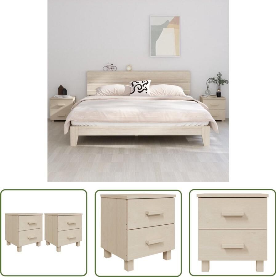 VidaXL Nachtkastjes HAMAR 2 stuks Grenenhout Honingbruin Nachtkastje Kastje Nachttafel Salontafel Kamerdecoratie Hout Meubel Bruine Meubelen Vintage Style