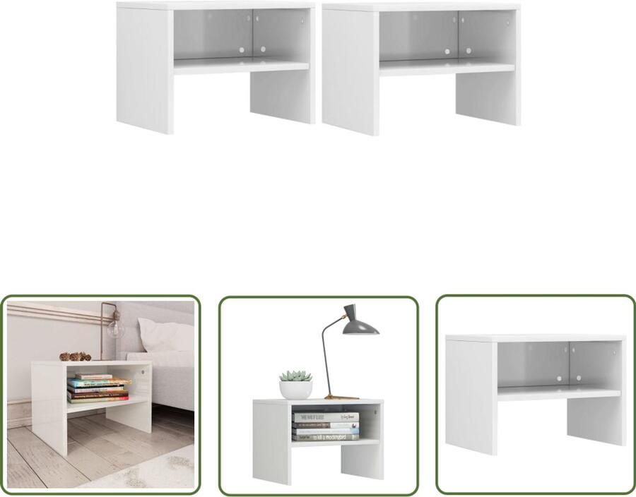 VidaXL Nachtkastjes Hoogglans Wit 40x30x30 cm 2 stuks Nachtkastjes Nachtkasten Slaapkamer Meubilair Houten Meubelen Witte Meubelen Decoratief Bergruimte Designmeubelen