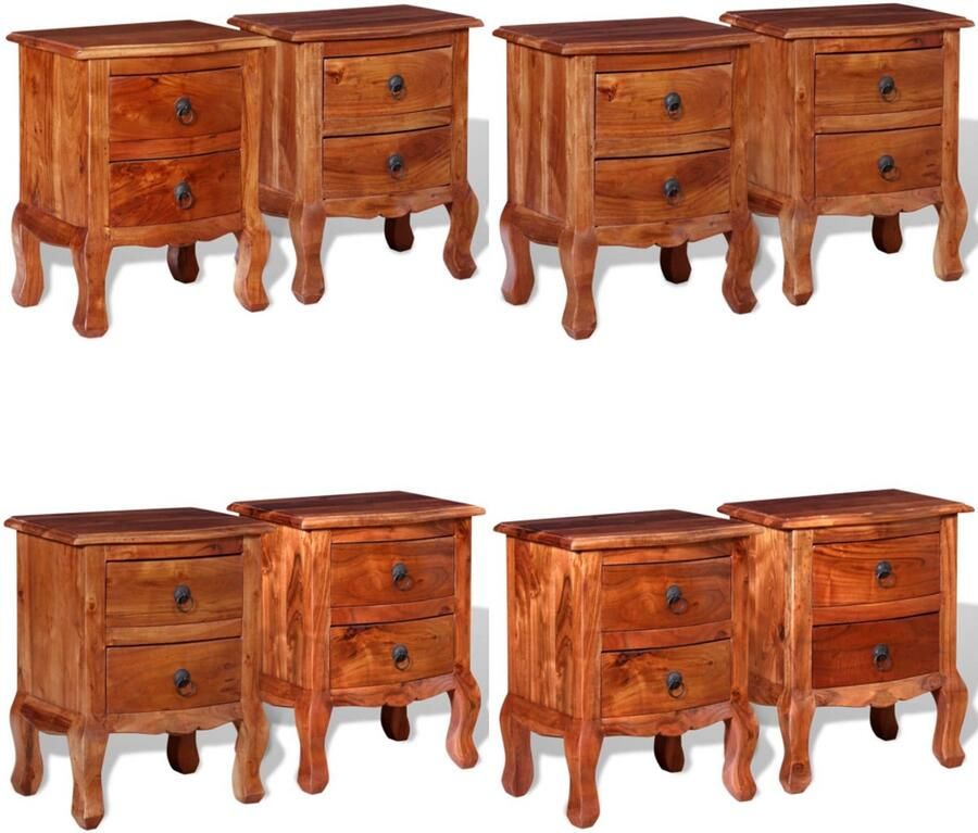 VidaXL Nachtkastjes met lades 2 st massief acaciahout Nachtkast Nachtkasten Nachtkastje Nachtkastjes