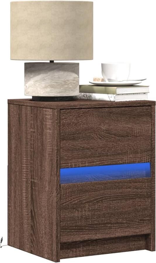 VidaXL Nachtkastjes met LED 2 st bewerkt hout bruin eikenkleur