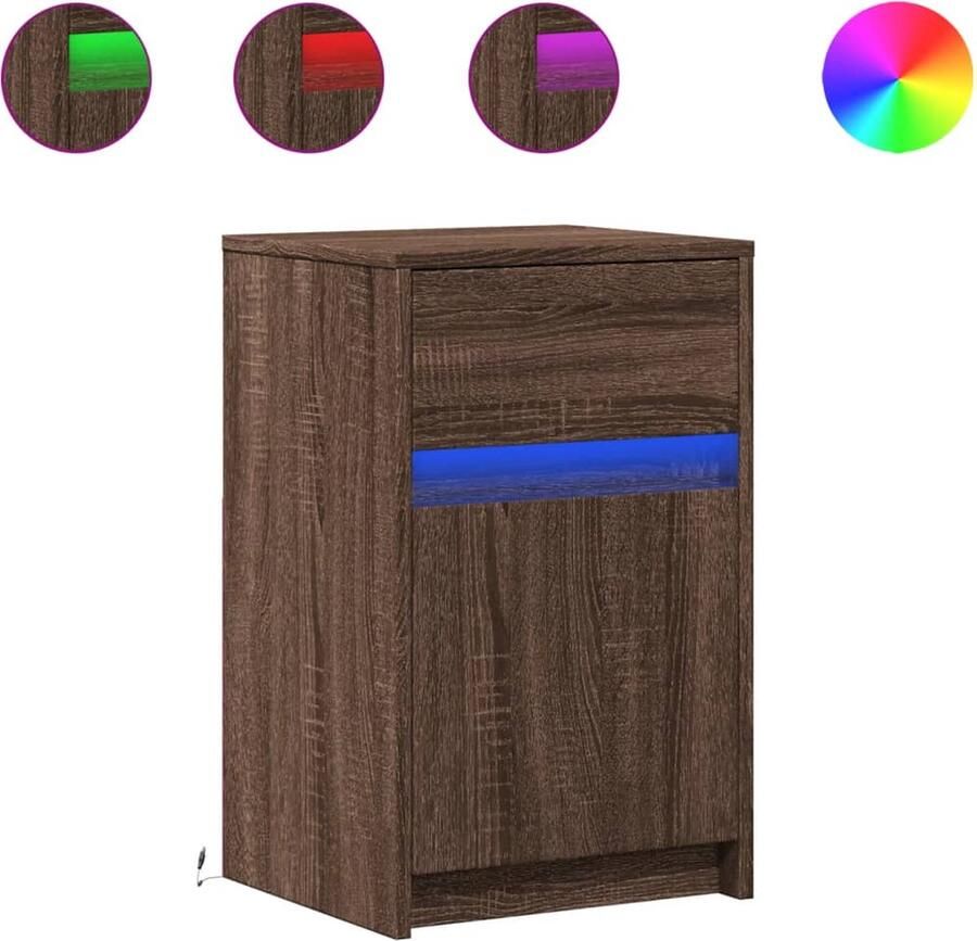 VidaXL Nachtkastjes met LED 2 st bewerkt hout bruin eikenkleur