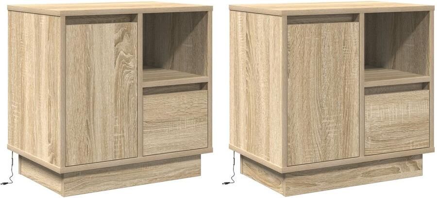 VidaXL Nachtkastje 2 pcs Sonoma eiken 50 x 34.5 x 50 cm. Bewerkt hout