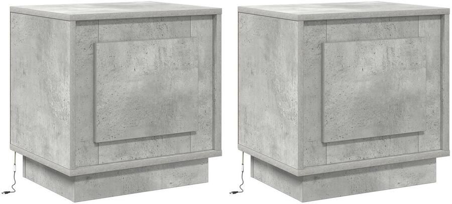VidaXL Nachtkastjes met LED-verlichting 2 stuks Betonnen Grijs 44x34 5x45 cm