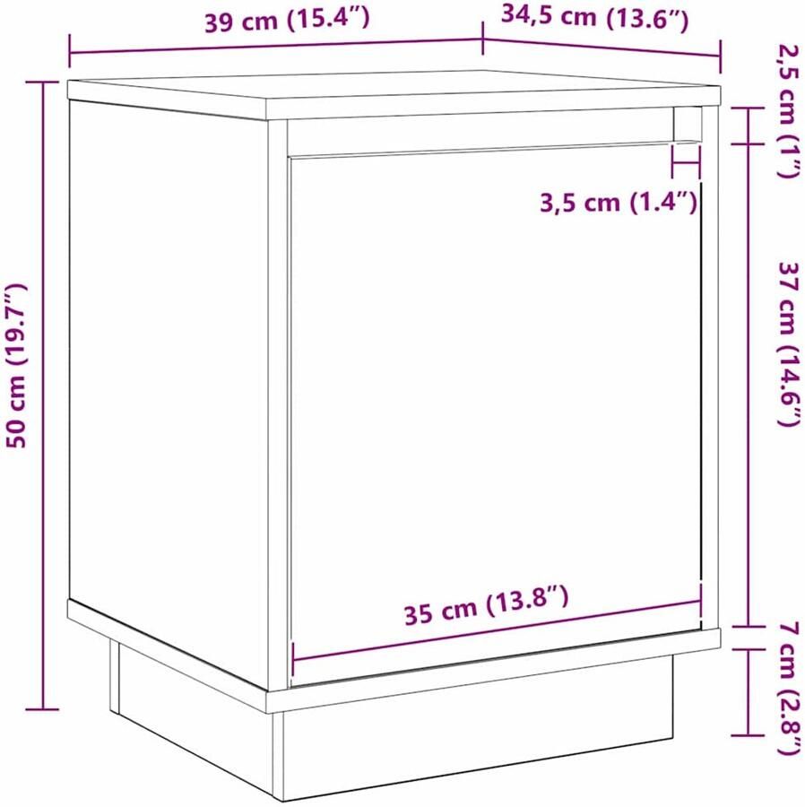 VidaXL Nachtkastjes met LED Verlichting 2 stuks Beton Grijs 39x34 5x50 cm