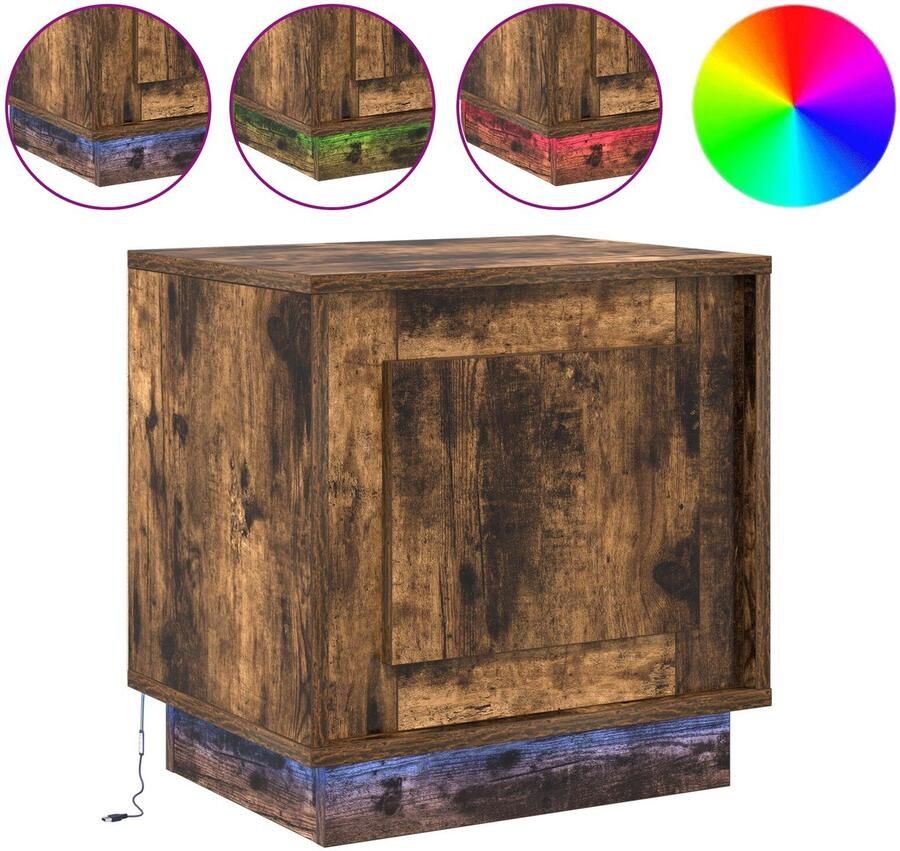 VidaXL Nachtkastjes met LED-verlichting 2 stuks Gerookt Eiken 44x34 5x45 cm