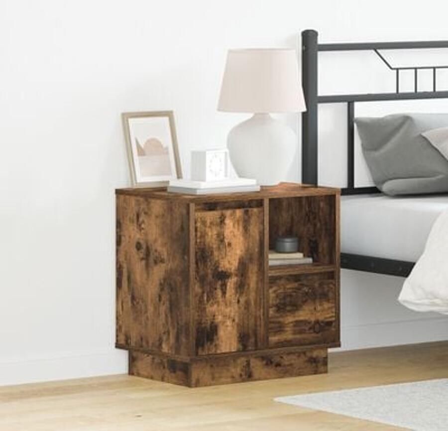 VidaXL Nachtkastjes met LED-verlichting 2 stuks Gerookt Eiken 50x34 5x50 cm