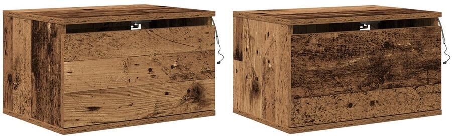 VidaXL Wandkastje voor Bed 2 pcs Oud hout 50 x 36 x 30 cm Bewerkt hout