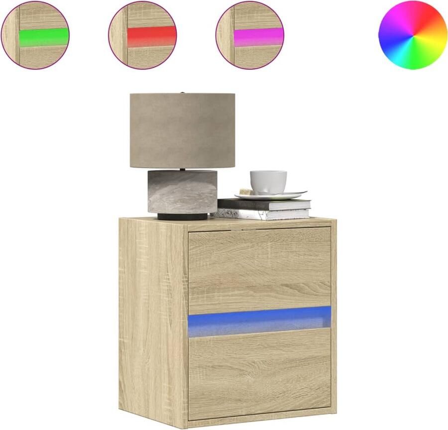 VidaXL Nachtkastjes met LED wandgemonteerd 2 st sonoma eikenkleurig