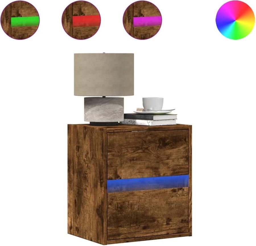 VidaXL Tv-wandmeubel met LED-verlichting 41x31x45 cm gerookt eiken - Foto 2