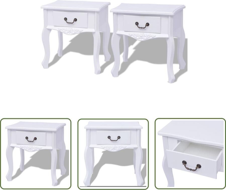 The Living Store Nachtkastjes Wit MDF 43 x 33 x 45.5 cm 1 lade Nachtkast Nachtkastjes Meubilair Slaapkamers Mdf - Foto 2