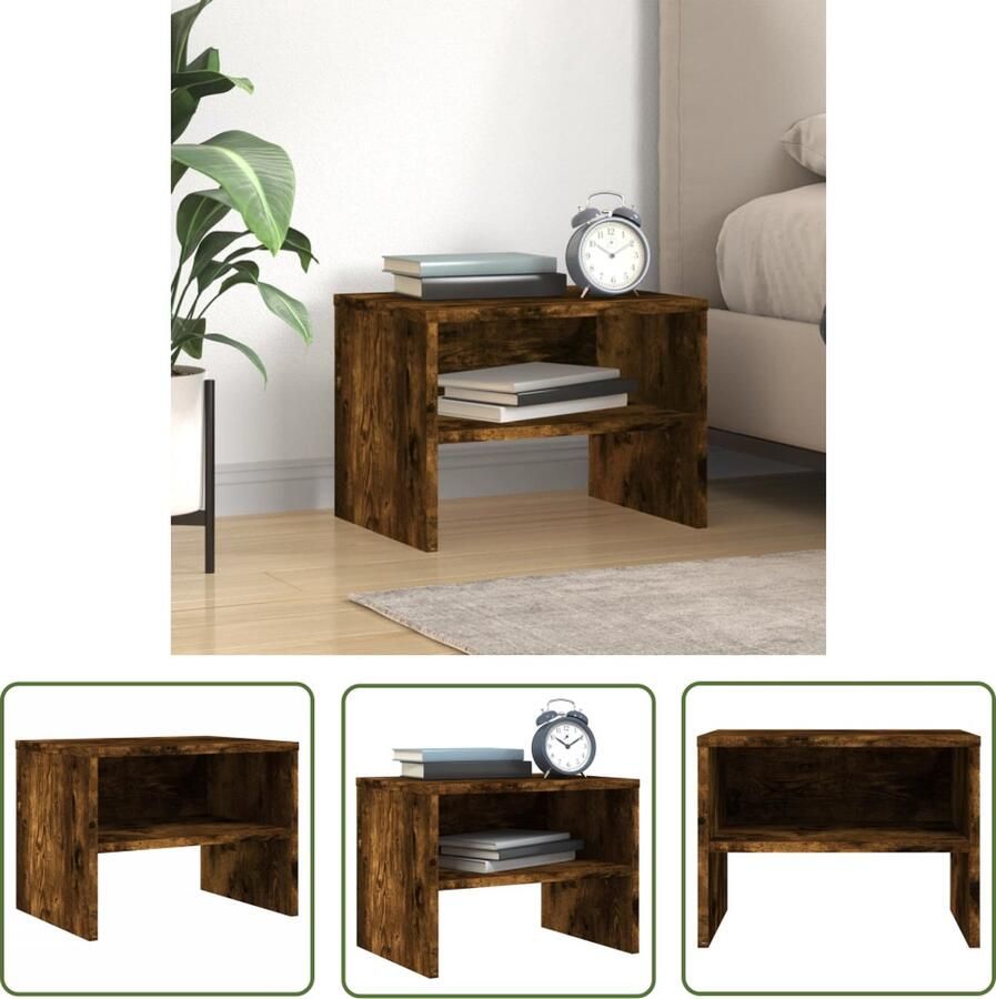 The Living Store Nachtkastje klassieke charme interieur afmetingen- 40 x 30 x 30 cm kleur- gerookt eiken ken- duurzaam materiaal Nachtkastje Nachtkastjes Meubilair Kamermeubilair Houten MeubilAIR - Foto 2