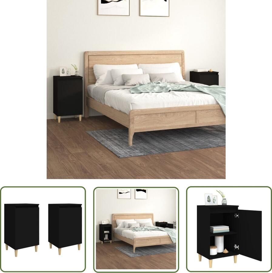 The Living Store Nachtkastje Trendy Meubelen Afmetingen- 40 x 35 x 70 cm Kleur- zwart Nachtkastje Nachtkastjes Slaapkamermeubilair Black Furniture Moderne Nachtstand - Foto 2