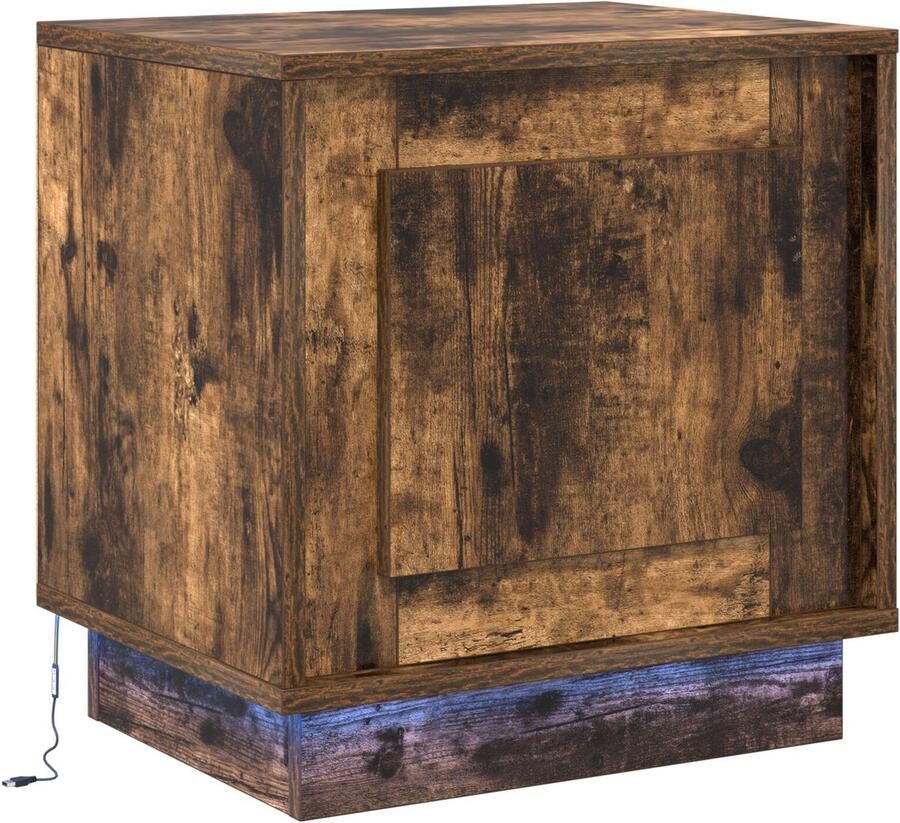 VidaXL Nachtkastje met LED-verlichting Gerookt Eiken 44x34 5x45 cm - Foto 2