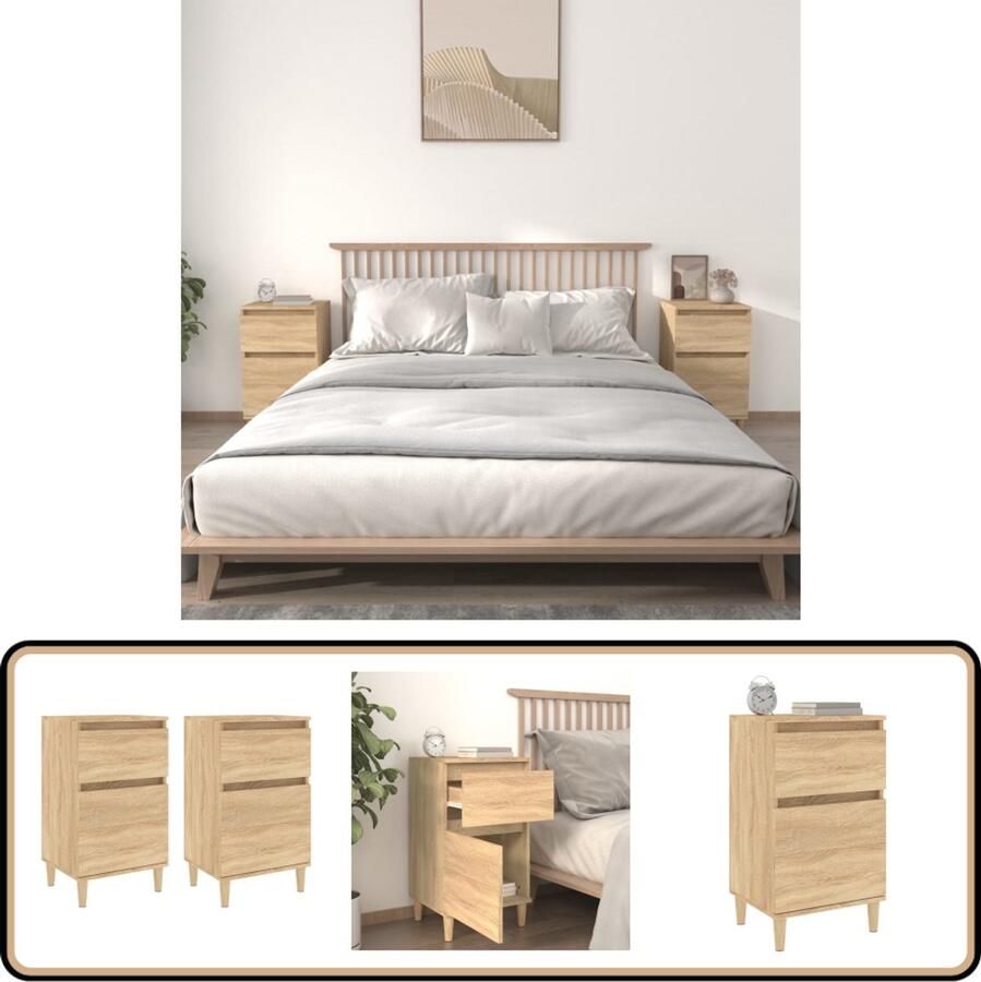 VidaXL Nachtkastjes Set Sonoma Eiken 40x35x70 cm Nachtkastje Bedside Cabinet Houten Nachtkastje Salontafel Slaapkamerdecoratie