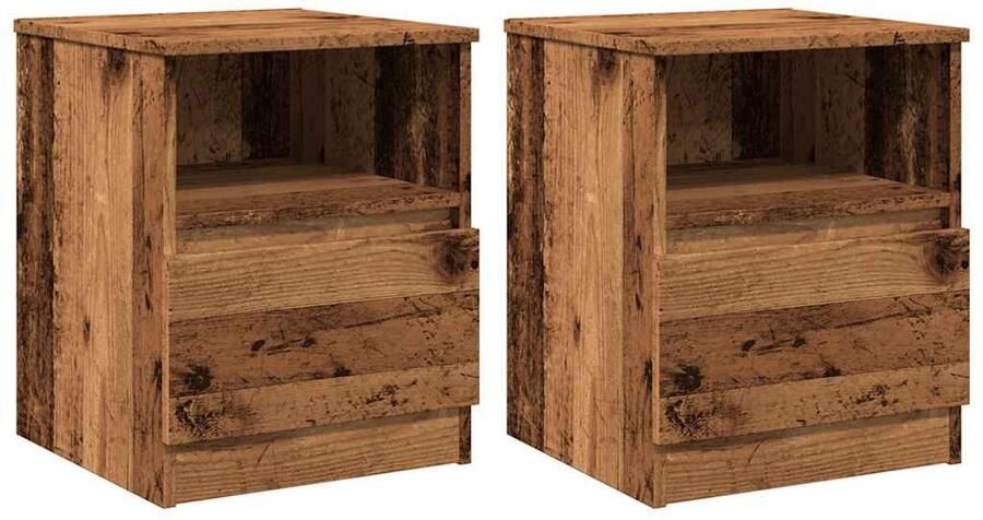 VidaXL Nachtkastjes Set van 2 40x40x50 cm Hout Nachtkastje Nachtkastjes Bijzettafel Wandkastje