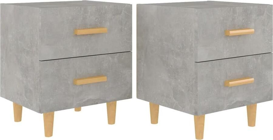 VidaXL Nachtkastjes set van 2 Betongrijs Hout Nachtkastjes Scandinavisch Meubilair Beton Grijs Houten Nacht Tafels Slaapkamersfeer Opbergkasten Woonaccessoires