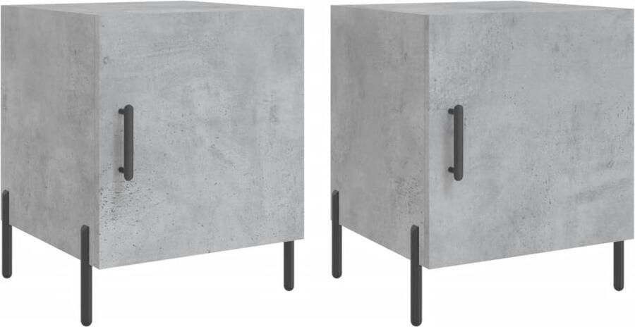 VidaXL Nachtkastjes Set van 2 Betonlook 40x50 cm Nachtkastjes Nachtkast Bijzettafels Modern Design Beton Grijs Houten Kast Slaapkamer Accessoires