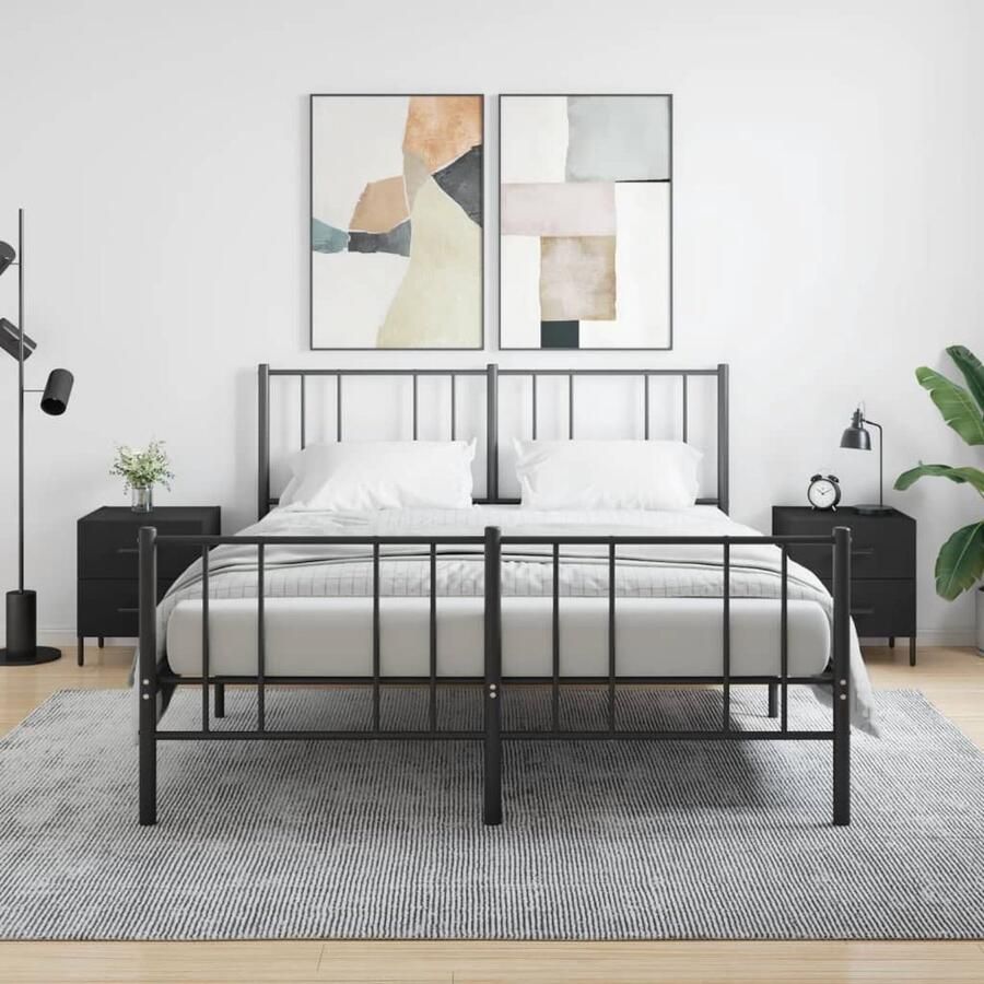 VidaXL Nachtkastjes Set van 2 Bewerkt hout Zwart Nachtkastjes Kast Meubilair Slaapkamers Houten Meubels Zwarte Meubelen Bijzettafels - Foto 2