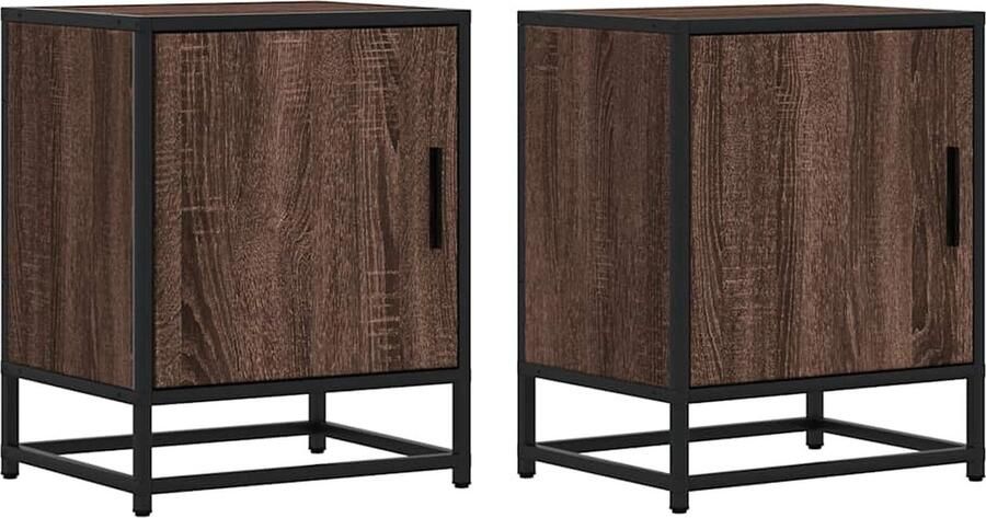VidaXL Nachtkastjes Set van 2 Bruin Eiken 40x31x50cm Nachtkastje Nachtkastjes Bijzettafel Wandkastje