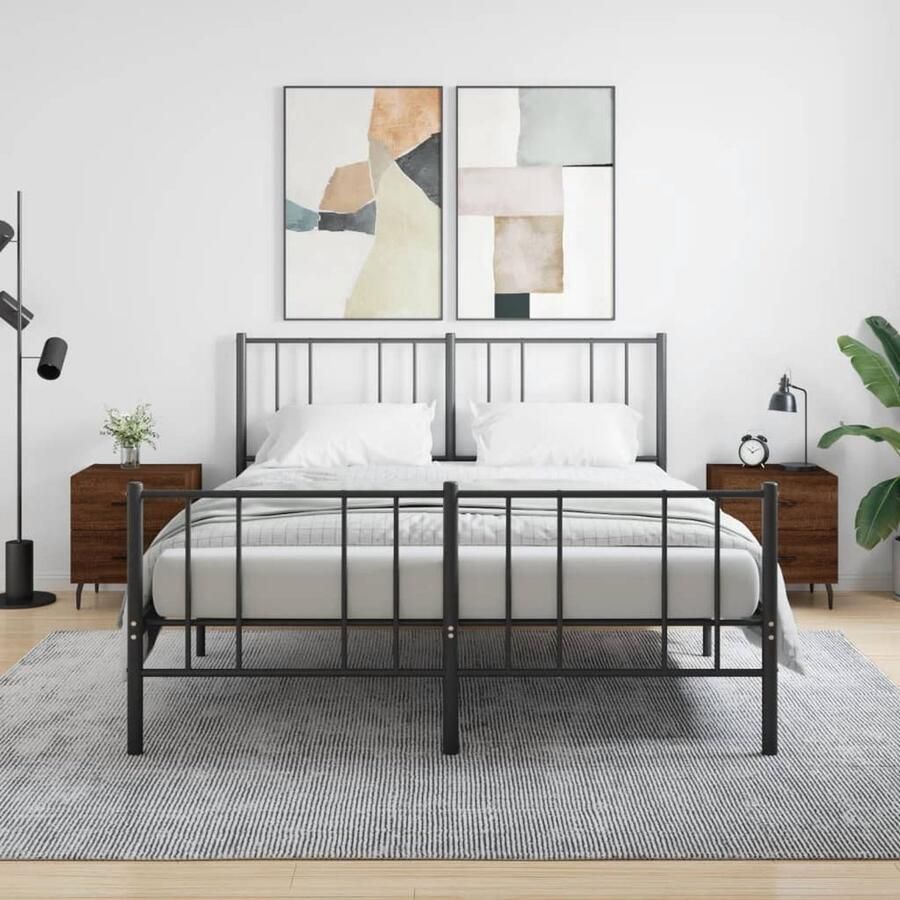 VidaXL Nachtkastjes Set van 2 Bruin Eiken 40x35x47 5 cm Nachtkastjes Kast Meubilair Slaapkamermeubelen Houten Kast Bruine Kast Vintage Kast Modern Design Bergruimte Stoere Kast Industriële Kast - Foto 2