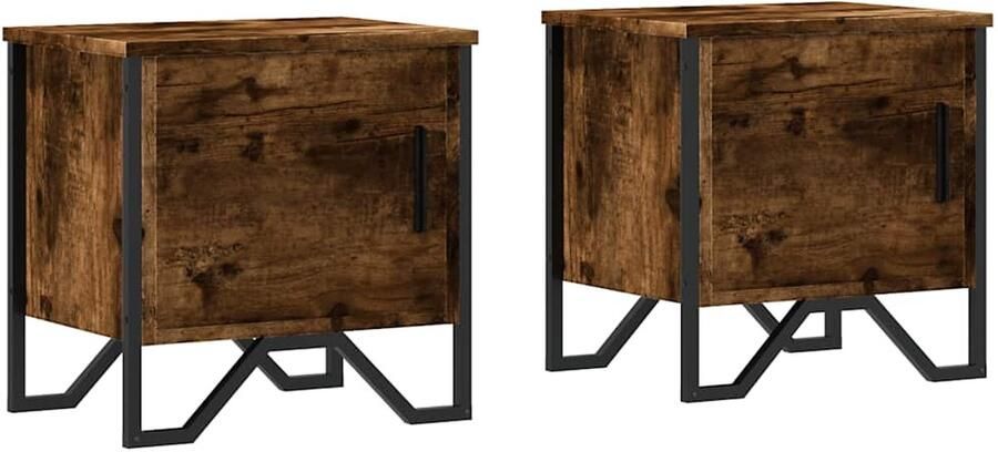VidaXL Nachtkastjes Set van 2 Gerookt Eiken 40x30x40 cm Nachtkastje Nachtkastjes Bijzettafel Wandkastje