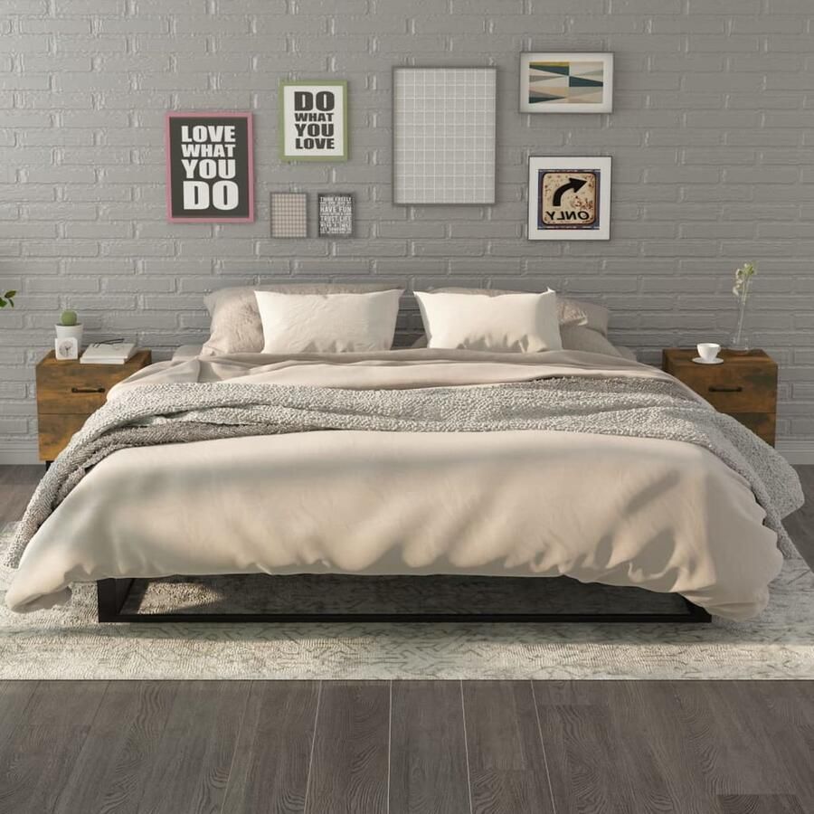 VidaXL Nachtkastjes Set van 2 Gerookt Eiken 40x35x47 5 cm Nachtkastjes Industrieel Design Houten Meubels Bruine Meubelen Slaapkamermeubilair Opbergkasten Tv Tafels Salontafel Livingroom Furniture Bedroom Furniture - Foto 2