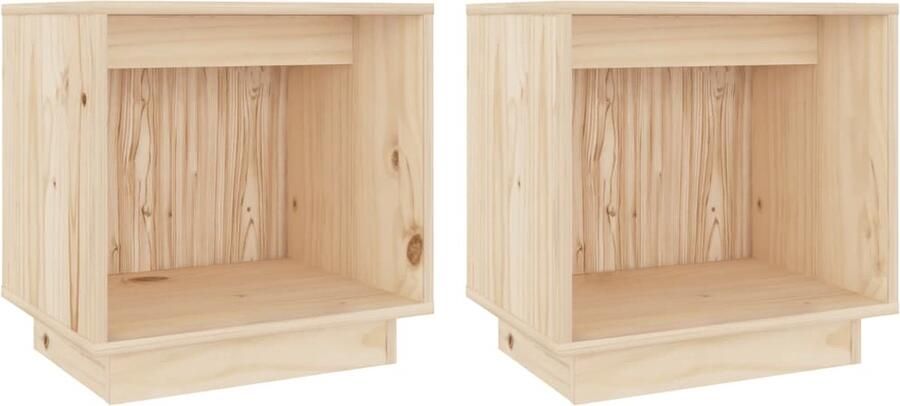 VidaXL Nachtkastjes Set van 2 Grenenhout Wit Nachtaand Nachtkast Meubilair Slaapkamerdecoratie Houtmeubels Grenenhouten Meubel Bruine Meubelen Set Van Twee Designmeubil