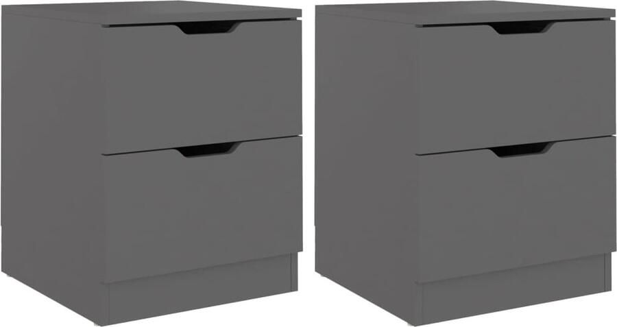 VidaXL Nachtkastjes Set van 2 Grijs 40x40x50 cm Nachtkastje Slaapkamer Meubilair Grijze Meubelen Houten Meubelen Design Meubel Bijzettafels Woonaccessoires Modern Interieur Compact Bureau