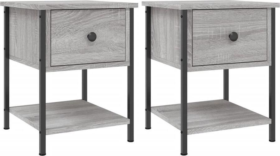 VidaXL Nachtkastjes Set van 2 Grijs Sonoma Eiken Nachtkastje Kast Slaapkamermeubelen Grijze Meubels Houten Meubels