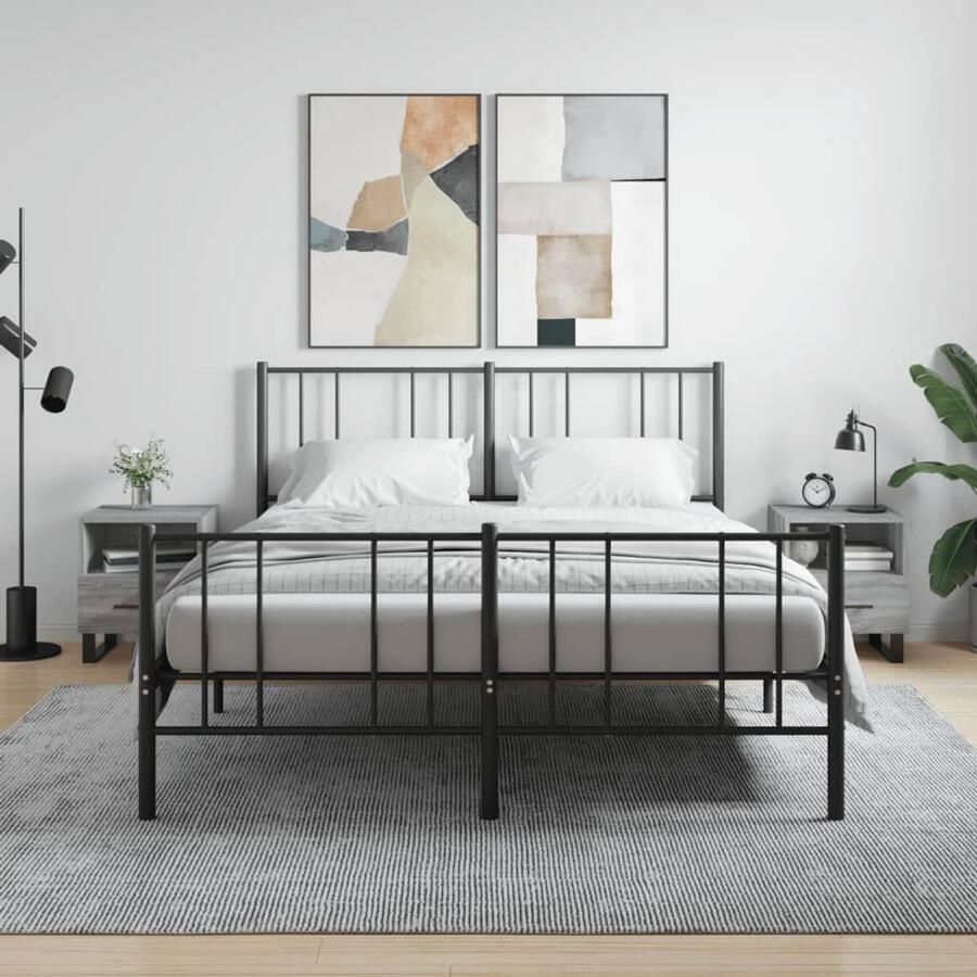 VidaXL Nachtkastjes Set van 2 Grijs Sonoma Eiken Nachtkastje Kastje Slaapkamer Meubilair Modern Design Grijze Meubelen