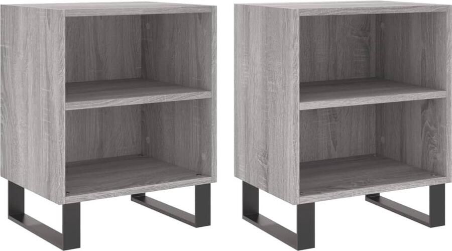VidaXL -Nachtkastjes-2-st-40x30x50-cm-bewerkt-hout-grijs-sonoma-eiken