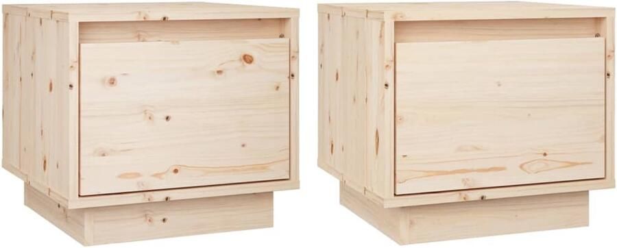 VidaXL Nachtkastjes Set van 2 Massief Grenenhout Nachtkastje Bedkastje Bijzettafel Grenenhout Meubilair Bruine Kamerdecoratie Moderne Slaapkamer Massief Hout Meubel Kleine Tafel Opslagruimte Ontwerpmeubels