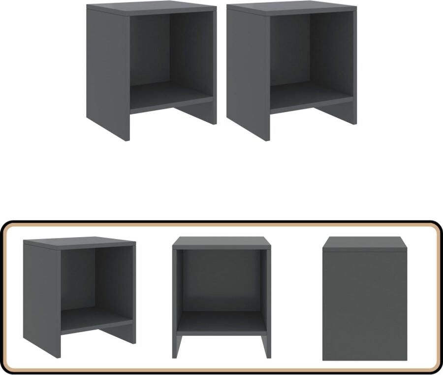 VidaXL Nachtkastjes Set van 2 Massief Grenenhout Nachtkastje Bedsidetable Slaapkamermeubilair Houten Meubelen Grenoblenhout