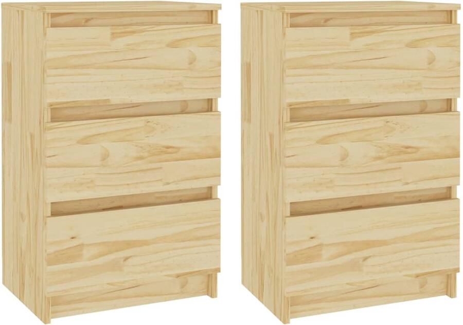 VidaXL Nachtkastjes Set van 2 Massief Grenenhout Nachtkastje Nachtkasten Grenenhouten Meubilair Rustic Decor Slaapkamer Accessoires Vintage Stijl Bruine Meubelen Opslagmogelijkheden Design Meubelstuk