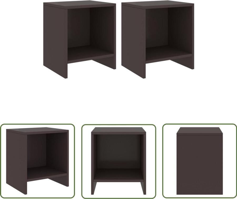 VidaXL Nachtkastjes Set van 2 Massief Grenenhout Nachtkastjes Bedkasts Meubilair Slaapkamermeubelen Grenenhout Donkere Bruine Meubels Landelijke Stijl Vintage Meubels