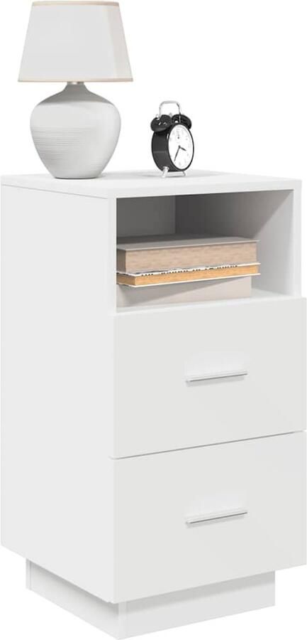 VidaXL Nachtkastjes Set van 2 Met 2 lades Wit Nachtkastje Nachtkasten Set Bijzettafel Slaapkamer Meubilair Witte Kast