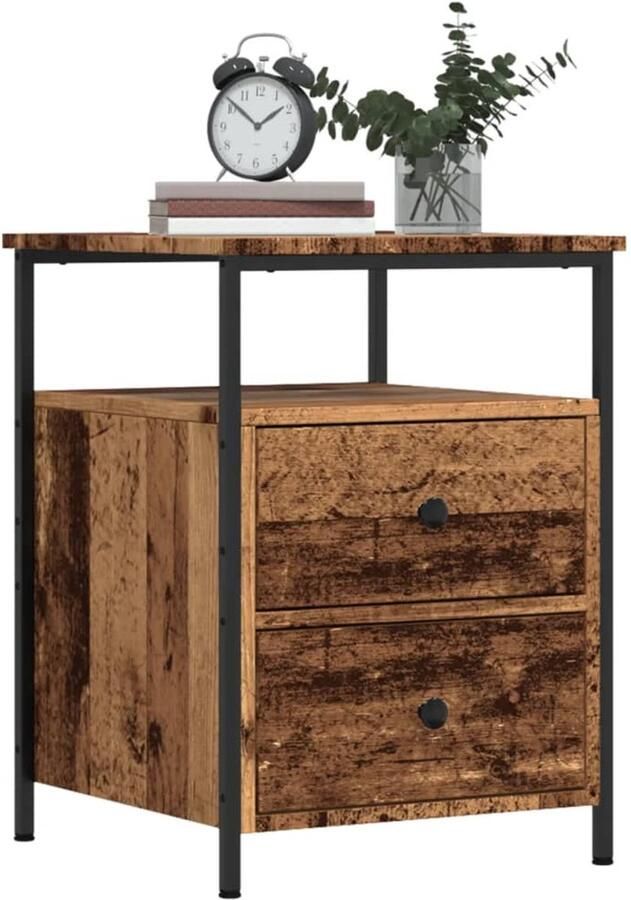 VidaXL Nachtkastjes Set van 2 Oud Hout 44x45x60 cm Nachtkastje Nachtkastjes Bijzettafel Wandkastje