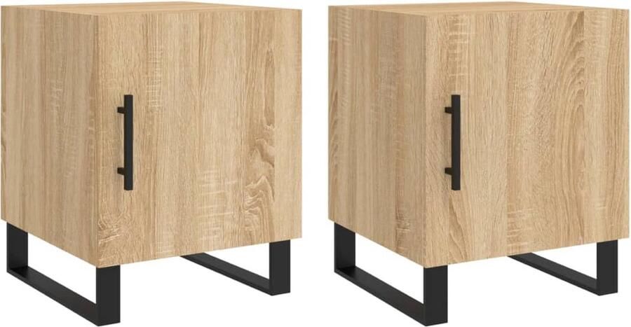 VidaXL Nachtkastjes Set van 2 Sonoma Eiken 40x40x50cm Nachtkastjes Nachtkasten Bijzettafels Houten Kast Sonomaneiken