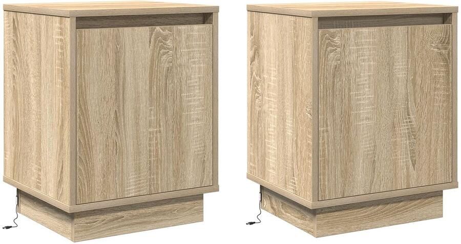 VidaXL Nachtkastjes met LED-verlichting 2 stuks Sonoma Eiken 39x34 5x50 cm - Foto 2