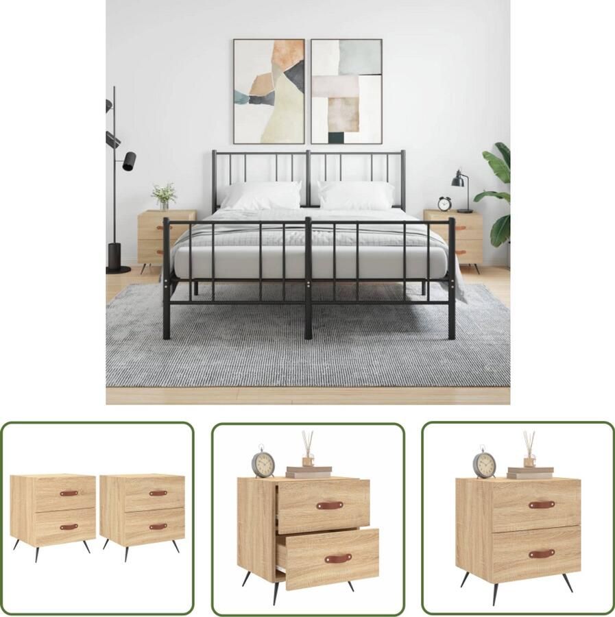 VidaXL Nachtkastjes set van 2 Sonoma eiken Nachtkastje Kast Bijzettafels Salontafel Bedroom Furniture Houten Meubels Sonoma Eiken