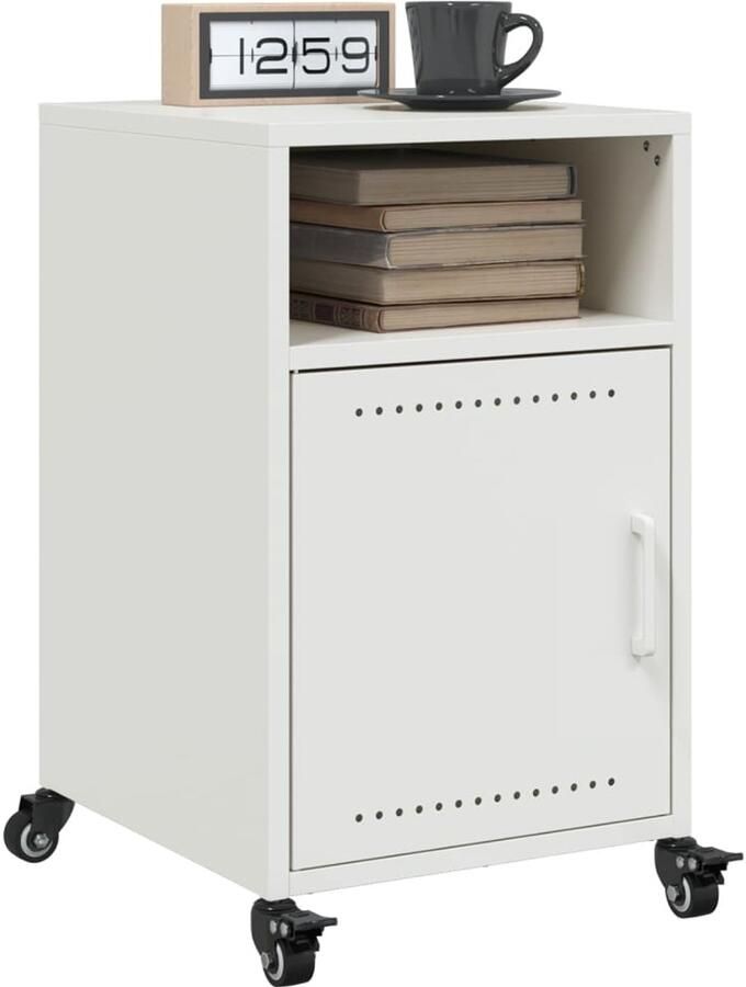 VidaXL Nachtkastjes Set van 2 Staal Wit Nachtkastjes Slaapkamer Meubilair Nacht Tafels Vita Xl Witte Nachtkastjes