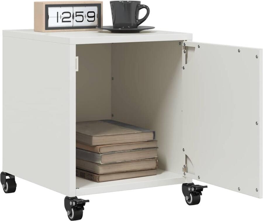 VidaXL Nachtkastjes Set van 2 Wit 36x39x43 5 cm Nachtkastje Nachtkasten Set Slaapkamer Meubilair Metalen Nacht Kast Witte Nachtkast