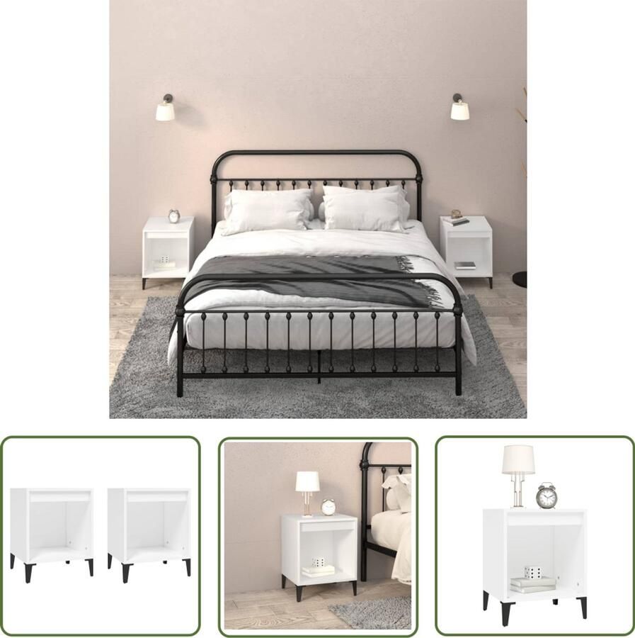 VidaXL Nachtkastjes Set van 2 Wit 40x35x50 cm Nachtkastje Bedkast Houten Nachtkastje Slaapkamerserie Nachtlampje Kamerdecoratie Sidetable Livingroom Furniture