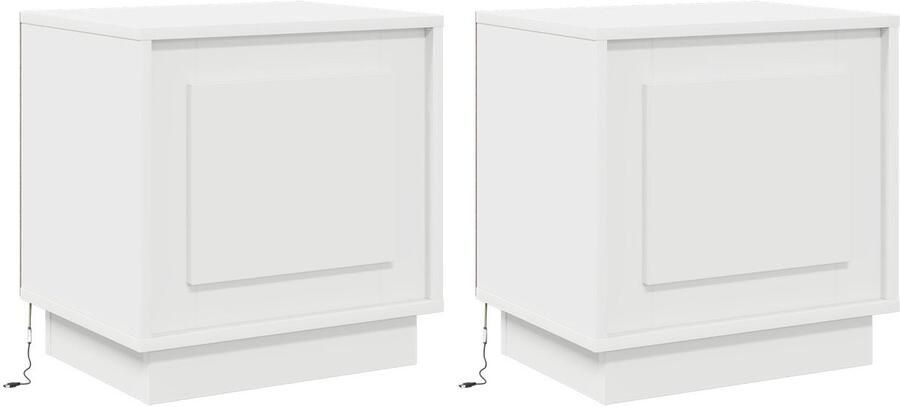 VidaXL Nachtkastjes met LED-verlichting 2 stuks Wit 44x34 5x45 cm - Foto 2