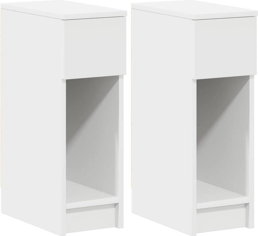 VidaXL Nachtkastjes Set van 2 Wit Met Lade