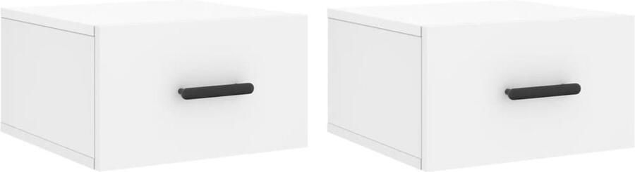 VidaXL Nachtkastjes Set van 2 Wit Wandmontage Wandkasten Nachtkastjes Opbergvakken Houten Meubels Witte Meubelen
