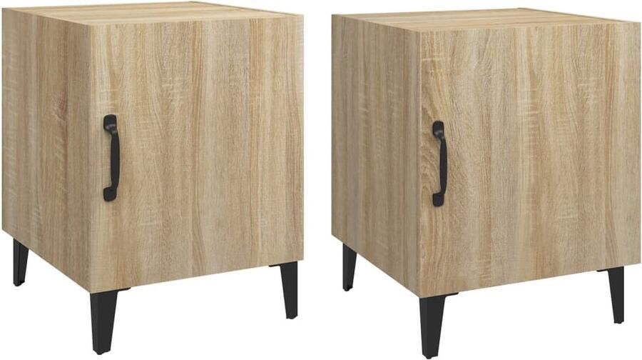 VidaXL Nachtkastjes Sonoma Eiken Set van 2 Nachtkastje Kast Slaapkamermeubilair Houten Meubel Sonome Eiken Bruine Kast