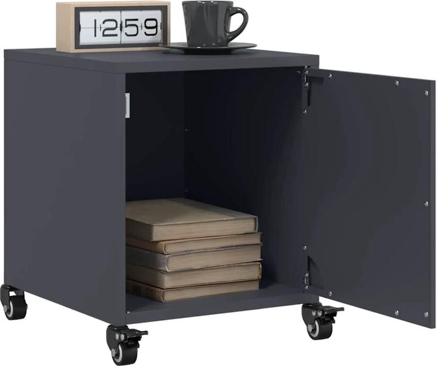 VidaXL Nachtkastjes Staal Set van 2 Antraciet Nachtkast Nachtkastjes Slaapkamer Meubilair Staal Meubel Zwarte Meubels