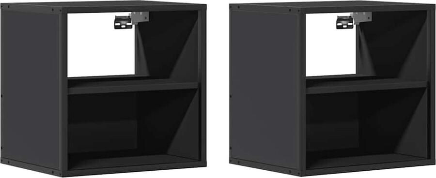 VidaXL Nachtkastjes Zwart 2 Stuks Wandgemonteerd Wandgemonteerde Nachtkastje Wandgemonteerde Nachtkastjes Nachtkastje Nachtkastjes